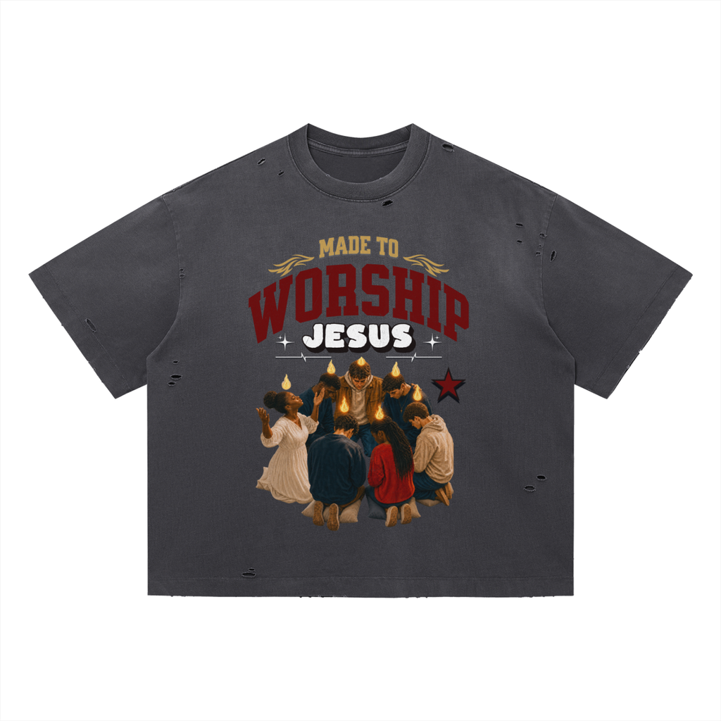 Made To Worship Jesus- Boxy Oversized T-Shirt