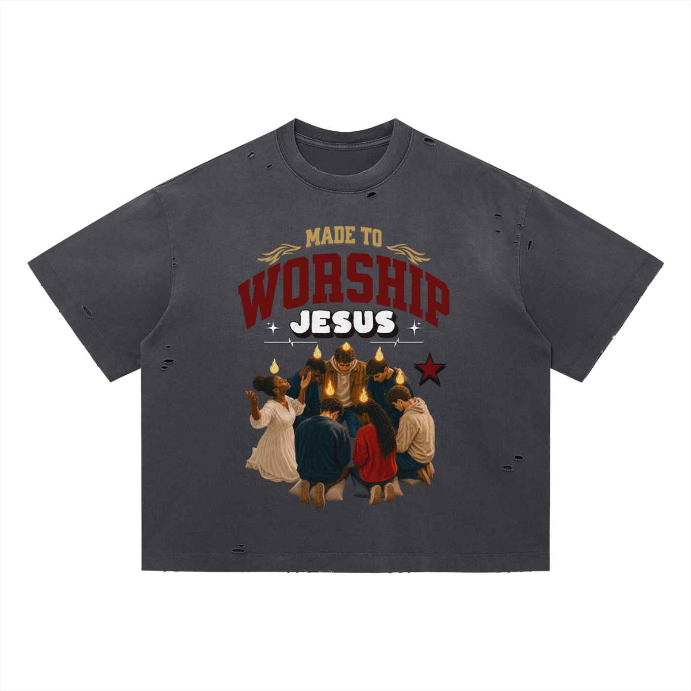 Made To Worship Jesus- Boxy Oversized T-Shirt