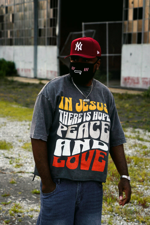 "In Jesus There is Hope" Snow Wash Raw-Hem Boxy T-shirt