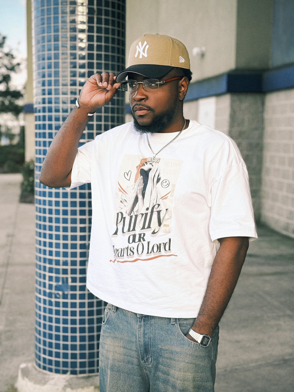 "Purify Our Hearts O Lord" Unisex Boxy Cotton Tee